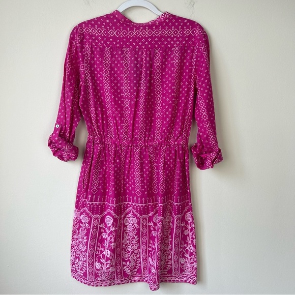 NWT Anthropologie Meadow Rue Pink Anila Shirtdress Drawstring Waist - Picture 5 of 7